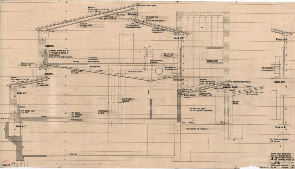 Hanssted Skole Normalklassefløj, snit i 2-etages fløj