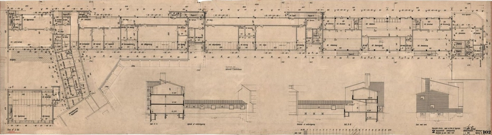 Hanssted Skole Særklassefløj, stueplan og snit