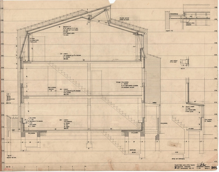 Hanssted Skole Særklassefløj, snit i lærerværelsesfløj