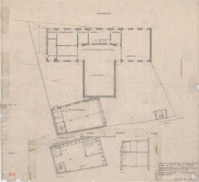 Valby Bibliotek Plan, snit og facade
