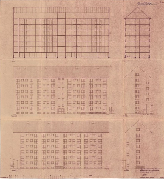 Voldboligerne, Christianshavn Bygning A: Facader og snit