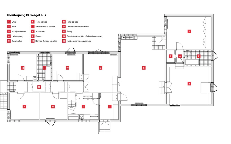 Poul Henningsens Hus - PHs eget hus Plantegning
