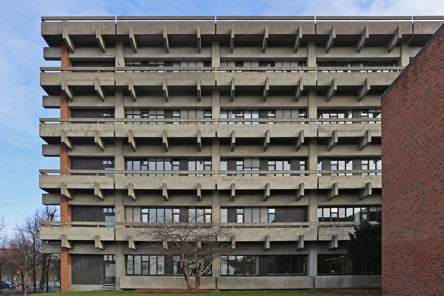 Panum Instituttet - Det Sundhedsvidenskabelige Fakultet Syd-vest-facade mod Nørre Allé