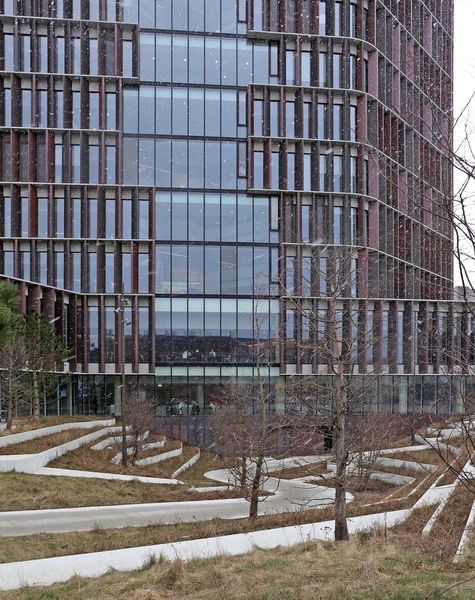 Mærsk Tårnet og SUND Naturpark Facadeudsnit - forplads mod Blegdamsvej