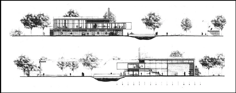 Hadsten Idræts- og Kulturhus Sløjfen Snit og opstalt