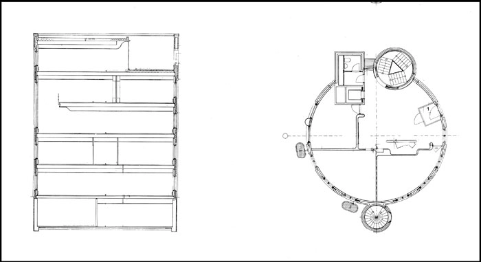Akademiker Tårnet (Bibliotekarforbundet) Plan og snit