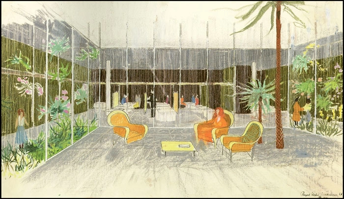 SAS Royl Hotel Akvarel af Gårdhave