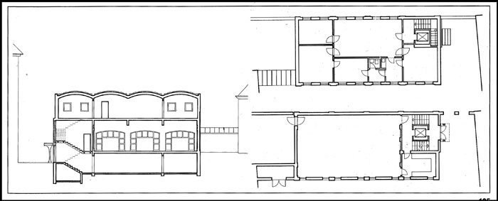 Trinitatis Kirkes sognehus Plan og snit