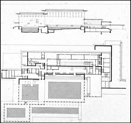 Kildeskovshallen Lodret snit og plan