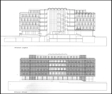 Ny Tøjhusgrunden (HK og KL) Snit og opstalt, HK Huset
