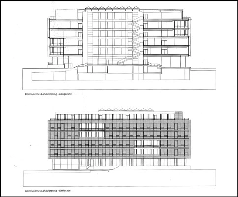 Ny Tøjhusgrunden (HK og KL) Snit og opstalt, KL Huset