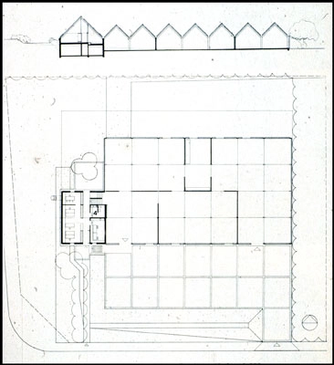 Lampas Fabrik Plan og snit