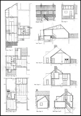 Atelierhusene Plan og snit