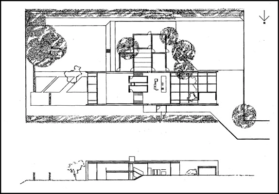 Knud Holschers hus Plan og Snit
