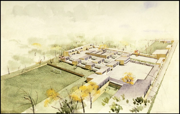 Munkegårdsskolen Akvarel