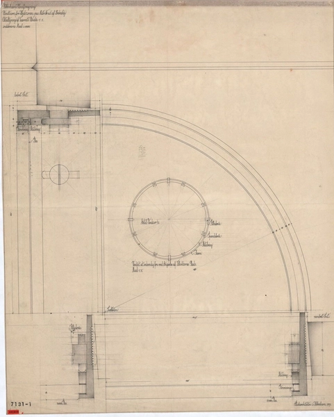 Brønshøj Vandtårn (Københavns Stadsarkiv) Detailtegning af tårnets vindue