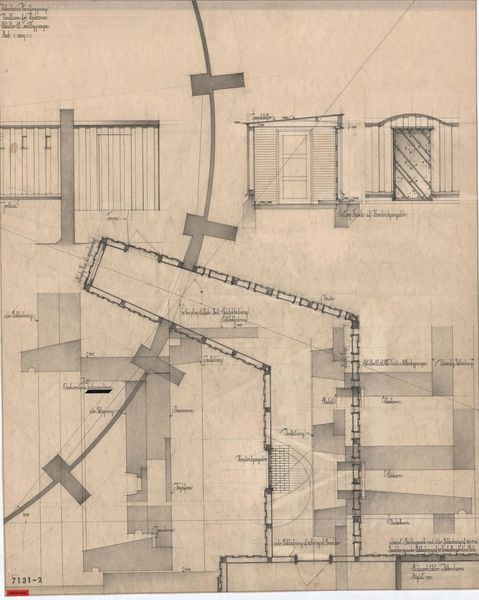 Brønshøj Vandtårn (Københavns Stadsarkiv) Træbygning. Detailler