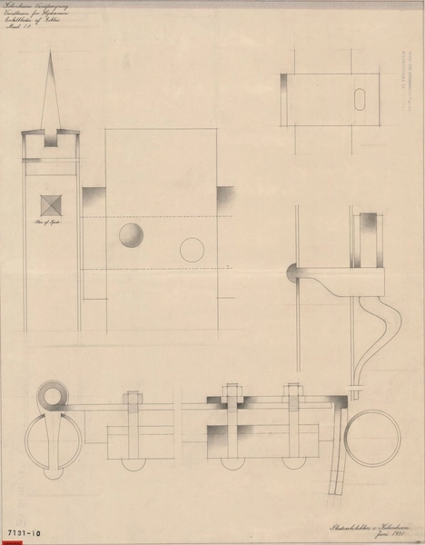 Brønshøj Vandtårn (Københavns Stadsarkiv) Træbygning. Gitter, detailler