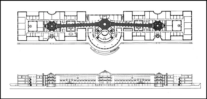 Handelshøjskolen, Dalgas Have Plan og snit