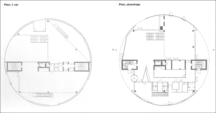 Naturvidenskabernes Hus Plan stueetage og 1. sal