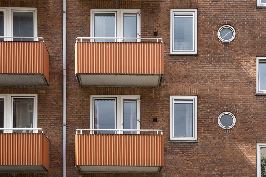 Møllelængen Detalje sydfacade mod Uplandsgade