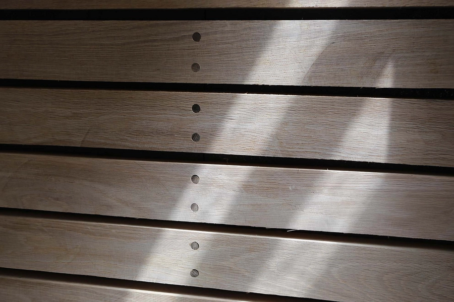 Besøgscenter Spøttrup Borg Detalje, interiør træbeklædning