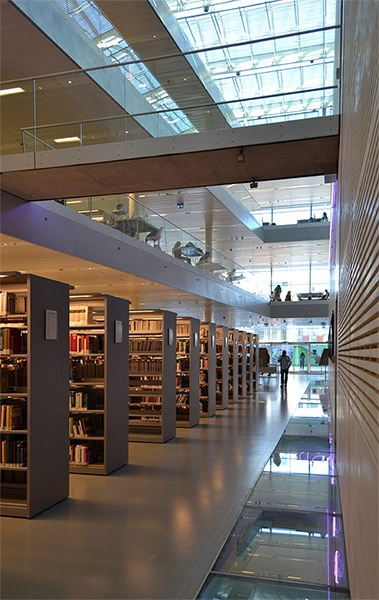 Det Humanistiske Fakultetsbibliotek Reoler stueplan